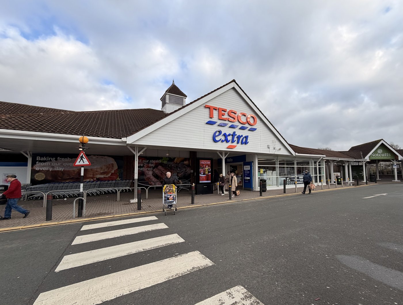 Exterior of a Tesco Extra store, one of the retailers visited during the research programme